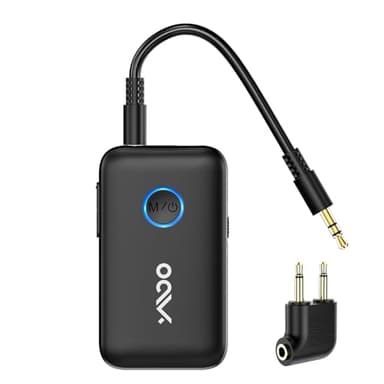 YMOO Transmetteur Recepteur Bluetooth 5.3, Adaptateur Bluetooth Audio 3.5mm Jack HiFi AUX, Aptx Faible Latence, Diffusion Audio pour TV/Smartphone vers Casque Bluetooth/Enceinte/Avion