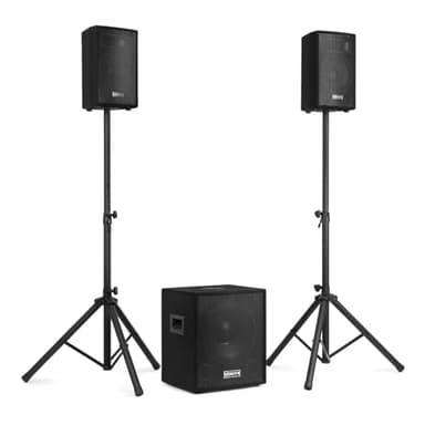 VONYX VX0812BT Pack Sono DJ Actif 2.1-800W, 8Ohm, avec Bluetooth, Subwoofer 12 Pouces, 2 Enceintes 8 Pouces, Égaliseur de Son, Lecteur MP3 USB/SD, Idéal pour Vos Soirées et Vos Évènements
