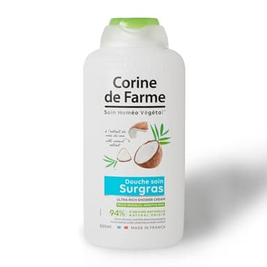 Corine De Farme, Douche Soin Surgras à la Noix de Coco, Formulé sous contrôle Pharmaceutique, Fabriqué en France, PH Neutre, Hydrate votre Peau, Flacon Recyclable 500ml