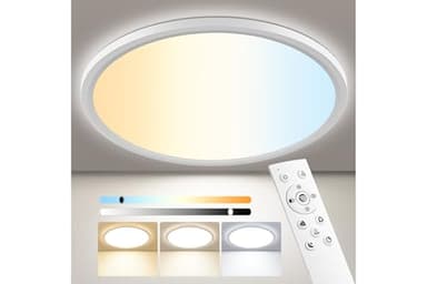 Oumida LED Plafonnier Dimmable avec Télécommande, 24W Ø30CM 2400LM Plafonnier Plat Rond, 3000K-6500K, IP54 Etanche Lampe de Chambre Ultra Fine pour Salon Chambre Enfants Cuisine Salle de Bains (30CM)