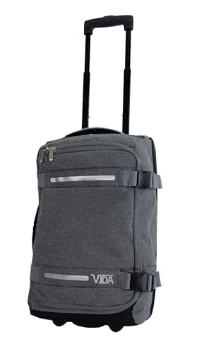 Valise Trolley Cabine Souple Vida VT607,2 Roullettes Multi Sangles d'attache (Gris chiné (Grey), S-Cabine 55x32.5x20cm -34L)