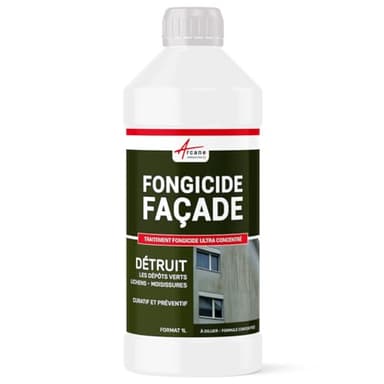 Fongicide concentré Anti dépôt vert pour murs façade - Élimine aussi algues et lichens - ANTI-MOUSSE - 1 L (jusqu'à 250 m²) - ARCANE INDUSTRIES
