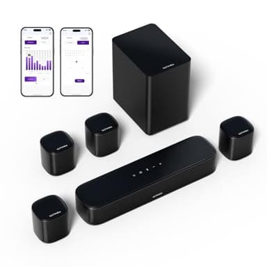 ULTIMEA 7.1 Barre de Son TV, Barres de Son 330W pour Home Cinema, Système de Son Surround Virtuel pour TV, Soundbar avec Caisson de Basse, 4 Haut-parleurs Surround, App Contrôle, Opt/AUX/BT, Aura A40