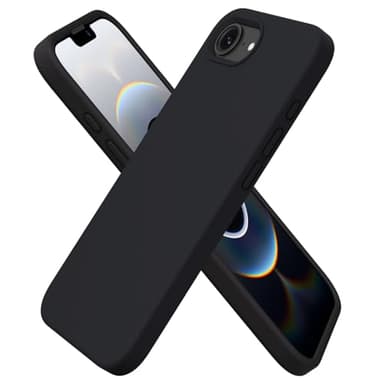 ORNARTO Coque pour iPhone 16e (2025), Housse en Silicone Liquide Compatible avec iPhone 16e 6,1 Pouces, Étui Fine Slim, Case Souple Protection Complète, Cover Antichoc (Noir)