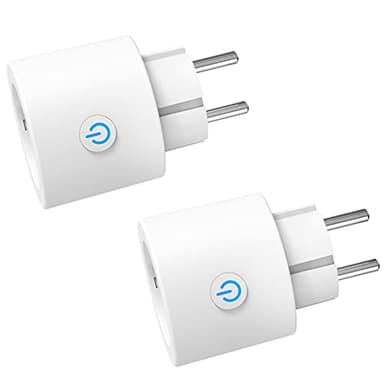 ANTELA Prise Connectée WiFi, 16A Prise Intelligente Compatible avec Alexa, Google Home, Contrôle à Distance, Mesure de Consommation Électrique, Contrôle Vocal, Fonction de Temps, 2PCs