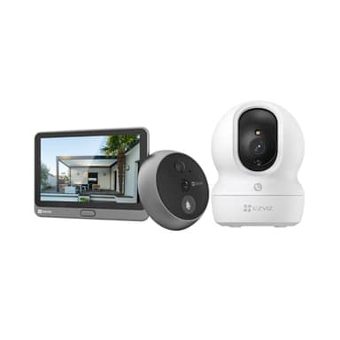 EZVIZ Judas de Porte et Camera Surveillance Kit, Visiophone Connecté Interphone Vidéo, Judas Numerique 4.3’’ Écran Tactile Batterie 4600mAh Detection Humaine Audio Bidirectionnel,CP4 1080P et CP1 Pro