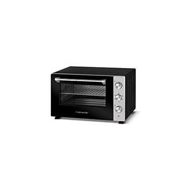 riviera&bar Four Posable - 46L, 5 Modes de Cuisson, Thermostat 230°C, Minuterie 120 min, Double Paroi Vitrée, Accessoires Inclus, Chaleur Tournante - 1800W - Noir et Inox