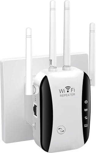 Répéteur WiFi Puissant 300Mbps，2.4GHz Amplificateur WiFi avec WPS,Répéteur WiFi 4 Antennes, 1 Ports LAN, Compatible avec Toutes Les Box Internet, Jusqu'à 300m²| 20 appareils
