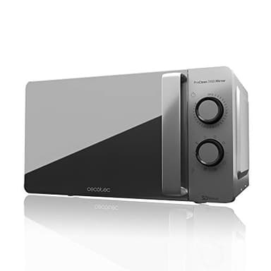 Cecotec Micro-ondes ProClean 3160. Revêtement Ready2Clean pour Un Meilleur Nettoyage, Technologie 3D WAVE, Grill 800 W, 20 L. Design élégant avec Porte, 6 Niveaux, Argenté Miroir.