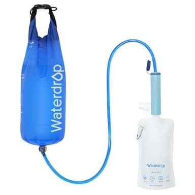 Waterdrop Paille de Filtre à Eau avec Sac à Eau Par Gravité, Système de Filtration de Camping Portable, Purificateur d'eau Potable pour la Randonnée et la Randonnée d'urgence