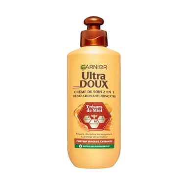 Garnier Ultra Doux Trésors de Miel pour Cheveux Fragiles & Cassants - Crème de Soin 2-en-1 Réparation Anti-Frisottis - Au Miel d'Acacia, de Manuka & de Lavande - 200ml - Homme & Femme - 200ml