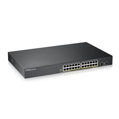Zyxel Switch 24 ports Gigabit PoE | Gestion intelligente | Montage en rack | 24 ports PoE+ avec une puissance de 170 Watts et 2 ports SFP | VLAN, IGMP, QoS | Garantie à vie [GS1900-24HP]