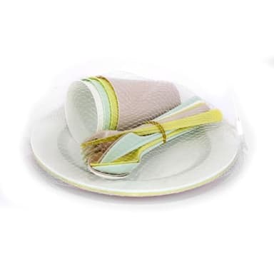 PARENCE.- Set de Pique Nique 20 Pièces - Assiettes, Couverts, Verres - Lot 20 Pièces Camping en PVC Réutilisable, Polyvalent, Complet