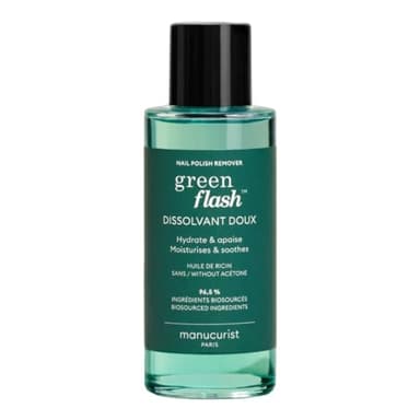 Manucurist Dissolvant Doux : Dissolvant Vernis Green Flash & Vernis à Ongles Green, Bio-Sourcé, Huile de Ricin : sans Acetone, Cleaner Ongles Degraissant, 100 ml, Remover Vernis Semi Permanent