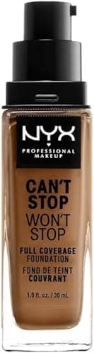 NYX Professional Makeup Fond de Teint Liquide Couvrant Tenue 24h Can't Stop Won't Stop Liquid Foundation, Waterproof, Fini Mat, Formule Vegan, Teinte : Nutmeg (16.5)