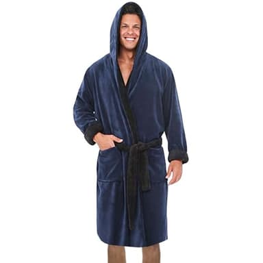 Générique Peignoir de Bain Homme Robe de Chambre Homme Peignoir Sauna à Manches Longues en Polaire Super Douce Chaud et Confortable Avec Ceinture et Poches