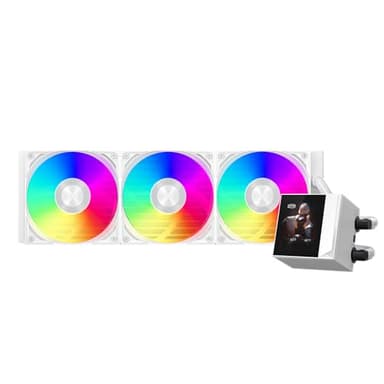 efroidisseur liquide pour processeur, 360 mm AIO, pompe haute performance, écran IPS 2,4", refroidissement à eau CPS ARGB avec ventilateurs silencieux F5 R120 mm (DC360 Pro ARGB Display WH)