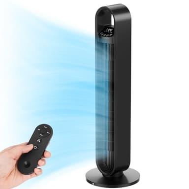 Ventilateur Colonne Silencieux, 92CM Ventilateur Tour avec Télécommande, 3 Vitesses de Vent, 3 Modes, Fonction Oscillation à 70°, Minuterie de 12H, Convient pour Maison/Bureau, Noir