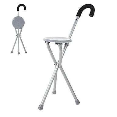 ZAANU Siège de Canne léger Pliant, Canne de Marche, Tabouret de siège, Chaise de Canne de Voyage, Canne de Marche trépied, Canne Pliable Portable avec troutches de siège