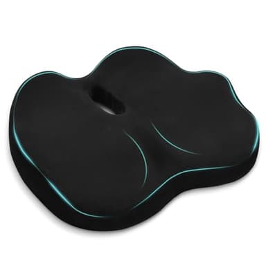 Juspota Coussin Coccyx, Coussin Sciatique, Coussin Ergonomique Assise, Coussin Chaise Bureau, Coussin en Mousse à Mémoire de Forme, Coussin Antidérapant pour Voiture, Bureau, Noir