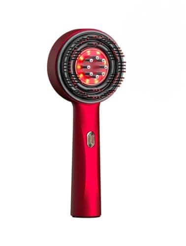 Hairbloom Brosse Capillaire 3-en-1 Avec Thérapie À Lumière Rouge Brosse Massage Cuir Chevelu Électrique 3 Modes Pour La Croissance Des Cheveux (Rouge)