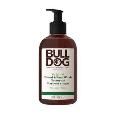 Bulldog SKINCARE Nettoyant 2 en 1 Barbe et Visage pour hommes, 300ml, enrichi à l'aloe vera, pour tous les types de barbe, élimine la saleté et le sébum.