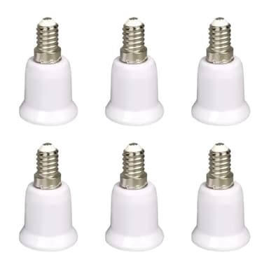 Lot de 6 E14 vers E27 Adaptateur de Douille, Adaptateur Convertisseur de Douille E14 à E27 SES vers ES, 0–250V 80W, Compatible Ampoules LED, Incandescentes, Halogènes et pour CFL