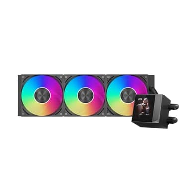 Refroidisseur liquide pour processeur, 360 mm AIO, pompe haute performance, écran IPS 2,4", refroidissement à eau CPS ARGB avec ventilateurs silencieux F5 R120 mm (DC360 Pro ARGB Display BK)