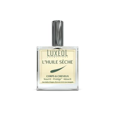 LUXÉOL - Huile Sèche Corps & Cheveux Multi-Usage - Nourrit, Protège, Adoucit - Enrichie En Huile D'Argan, Avocat, Rose Musquée - Fabriqué En France - 100ml