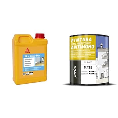 SIKA Imper Mur, Resine pour traitement des murs humides, anti-salpêtre & PEINTURE ANTI-MOISISSURES, prévient les moisissures, résiste à l'apparition de moisissures sur les murs