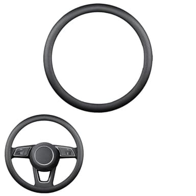 FuxFuis Housse de Volant en Cuir Véritable 38cm Couvre Volant Voiture Cache Volant Cuir Voiture Couvre Volant Antidérapant Protege Volant Voiture pour Femmes et Hommes (Noir)