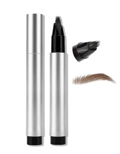 Erinde Stylo à Sourcils Microblading Marron, Longue Tenue Waterproof, Anti-Bavure Ultra Précis, Effet Naturel Poil à Poil, Applicateur Micro-Fourche #02 Marron