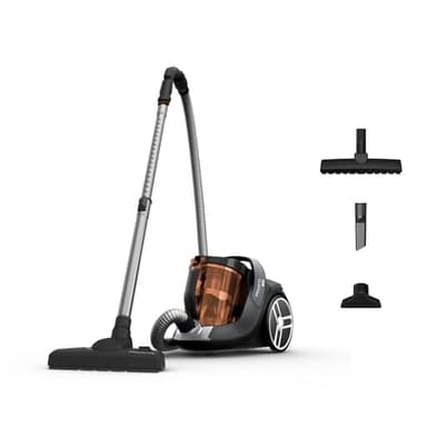 Rowenta Silence Force Cyclonic Aspirateur sans sac, Aspirateur traineau, Performant, Silencieux, Elégant, Capacité 2,5 L, Accessoirisés, Fabriqué en France RO7230EA, Gris/ Orange