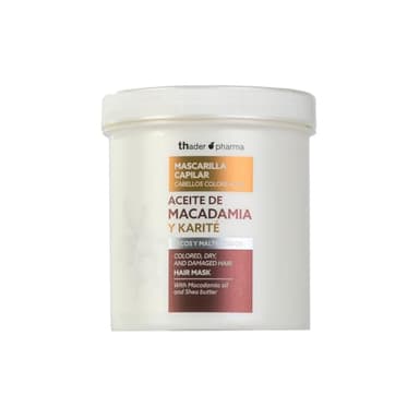 Thader Pharma Masque capillaire à la Macadamia et au Karité, idéal pour les cheveux colorés, secs ou abîmés, 700 ml