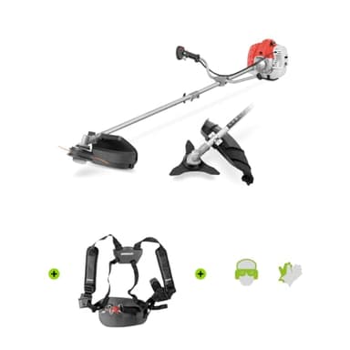 GREENCUT GGT650X-2 - Débroussailleuse Moteur à Essence 2 Temps 65cc 4,9cv, 2 Accessoires différents pour la Coupe, Guidon à Double poignée, régulateur de Puissance, Harnais de sécurité