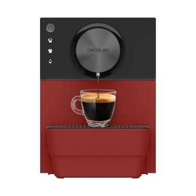 Cecotec Machine à Café Superautomatique Compacte Cremmaet Cube Rouge. 1350W, Professionnelle, Système de Pressage, Pré-Infusion, 19 Bars, Système Thermoblock, 5 Niveaux de Mouture, Contrôle Tactile