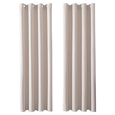 MRTREES Rideau Occultant Thermique Isolant Anti Froid et Chaleur Rideaux Phonique Anti Bruit Rideau Beige Opaque à Oeillets pour Salon Moderne Chambre Adulte, 140x235 cm, 2 Pièces