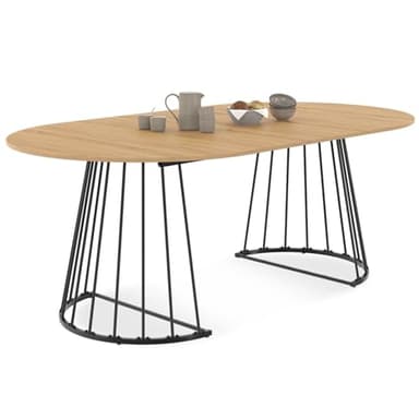 IDMarket - Table à Manger Extensible Ronde Yuna 4-10 Personnes Bois et Noir 110-200 cm