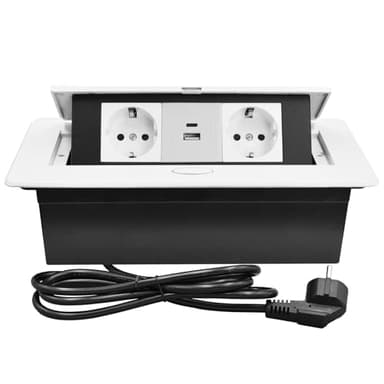 CHENGPI Multiprise encastrée avec 2 prises encastrées - Prise escamotable avec USB + type C PD18W - Multiprise peu encombrante pour cuisine, bureau et plan de travail
