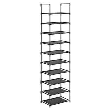 SONGMICS Étagère Chaussure à 10 Niveaux, Range-Chaussure, Porte-Chaussure, Meuble de Rangement, 28 x 45 x 173 cm, Cadre en Métal, en Tissu Non-tissé, pour Entrée, Chambre, Noir LSH010B02