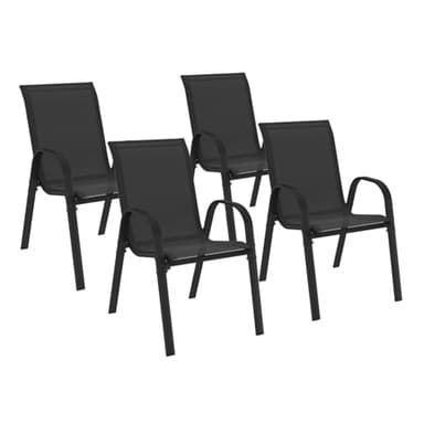 IDMarket - Lot de 4 chaises de Jardin LYMA métal et textilène empilables Noires