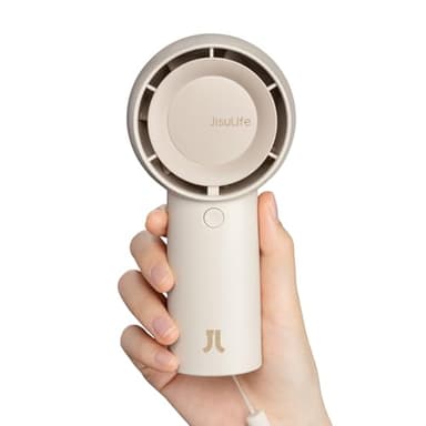 JISULIFE Mini Ventilateur Turbo Portable [16H Max] Personnel, Rechargeable USB 4000mAh, Petit Ventilateur de Poche à Piles avec 5 Vitesses-Marron