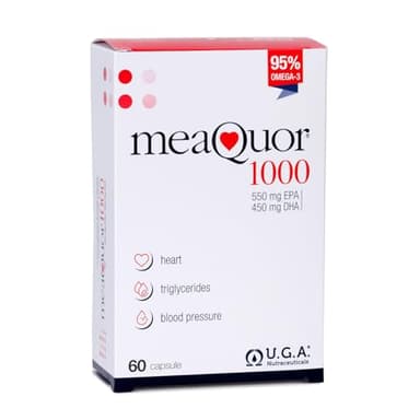 Meaquor 1000 Oméga-3 IFOS 5-Star Certificat (60 gélules) - 1000mg de dose EPA et DHA, 95% d'Oméga 3 - Sans métaux lourds, sans arrière-goût