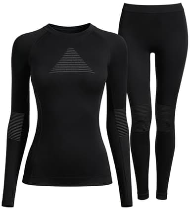 EIISION sous Vêtements Thermique Femme à Manches Longues Couche de Base Hiver Chaud Pull Legging Pantalon et Haut Thermique Collants Thermiques Ensemble Vetement Sport Ski M