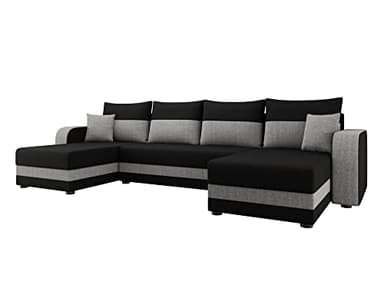 Bestmobilier - Canapé Panoramique en U Convertible avec Coffre Harvey en Tissu - Canapé Lit - Grand Sofa XXL Gris 7 Places - Salon