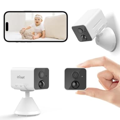 ieGeek 2K Camera Surveillance WiFi Interieur sans Fil - Camera de Surveillance sur Batteries AI/PIR Détection Mouvement, Vision Nocturne, Audio Bidirectionnel, Sirène, Carte/Cloud, Alexa, IP65