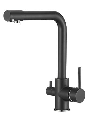 VALAZ Robinet Cuisine Osmose 3 voies | Robinet Osmoseur Haute Pression, Mitigeur Cuisine, Rotatif à 360°, Pas de Fuites, Installation Facile | Laiton, Acier Inoxydable, Noir Mat, Série Nil