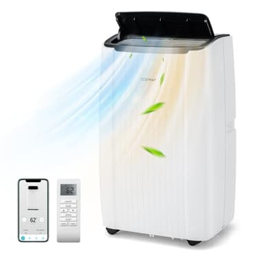 COSTWAY Climatiseur Mobile Silencieux 12000BTU, 6 EN 1, Refroidissement 42m²+,Chauffage,Ventilateur,Déshumidificateur,Mode Nuit,Climatisation Rapide,Clim Mobile