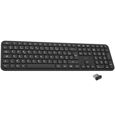 APM Clavier Slim sans-Fil, Récepteur 2.4 GHz, Extra-Fin, Clavier Français AZERTY, Conception Minimaliste, Compatible avec PC Mac Ordinateur Portable, 100044