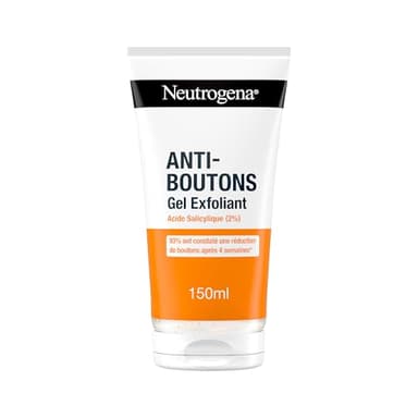 Neutrogena – Gel Exfoliant Anti-Boutons (tube de 150 ml) – Exfoliant pour le visage à l'acide salicylique (2%) – 93% ont constaté une réduction de boutons après 4 semaines*